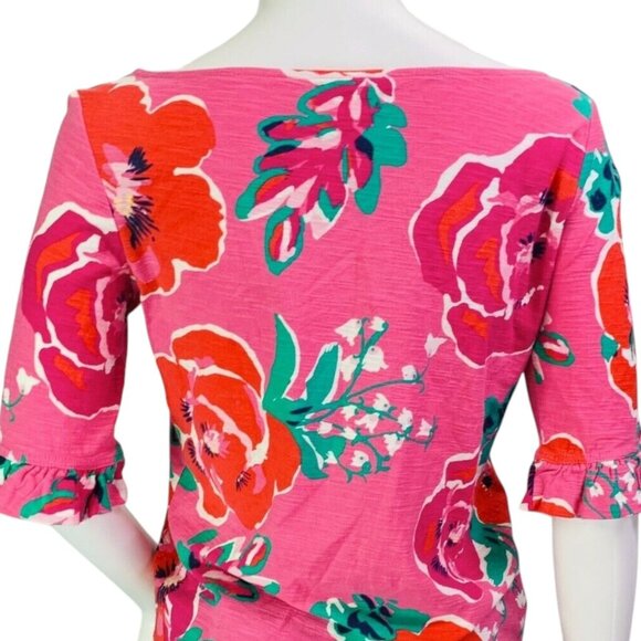 Lilly Pulitzer Womens Somerset T Shirt Dress Ruffle Sleeve Pink Floral Size S - Picture 8 of 12